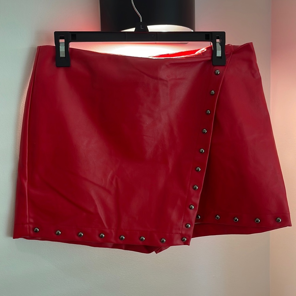 Red Leather Skort